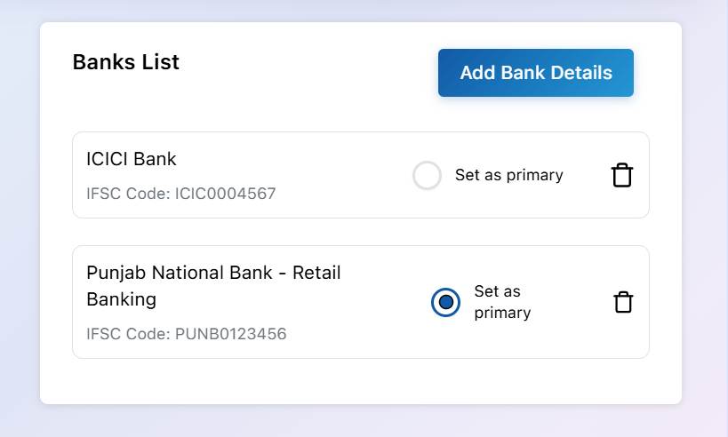 Bank Details