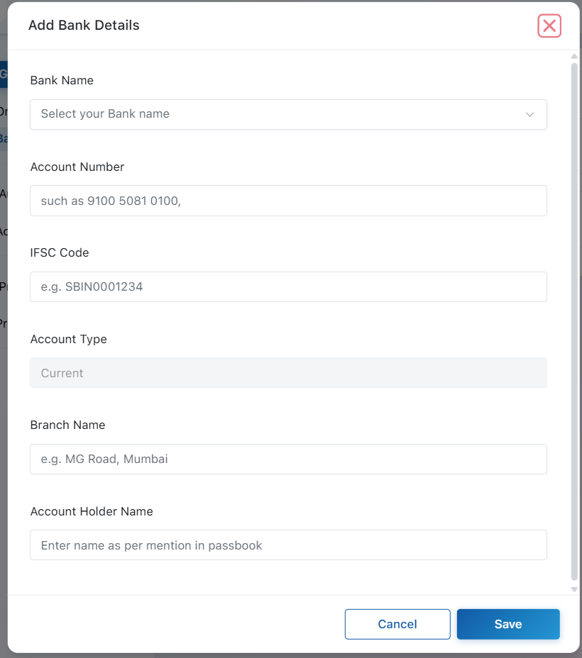 Bank Details