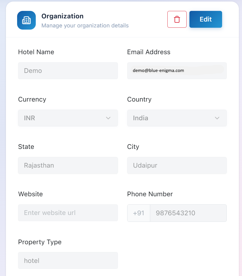 Organization Details