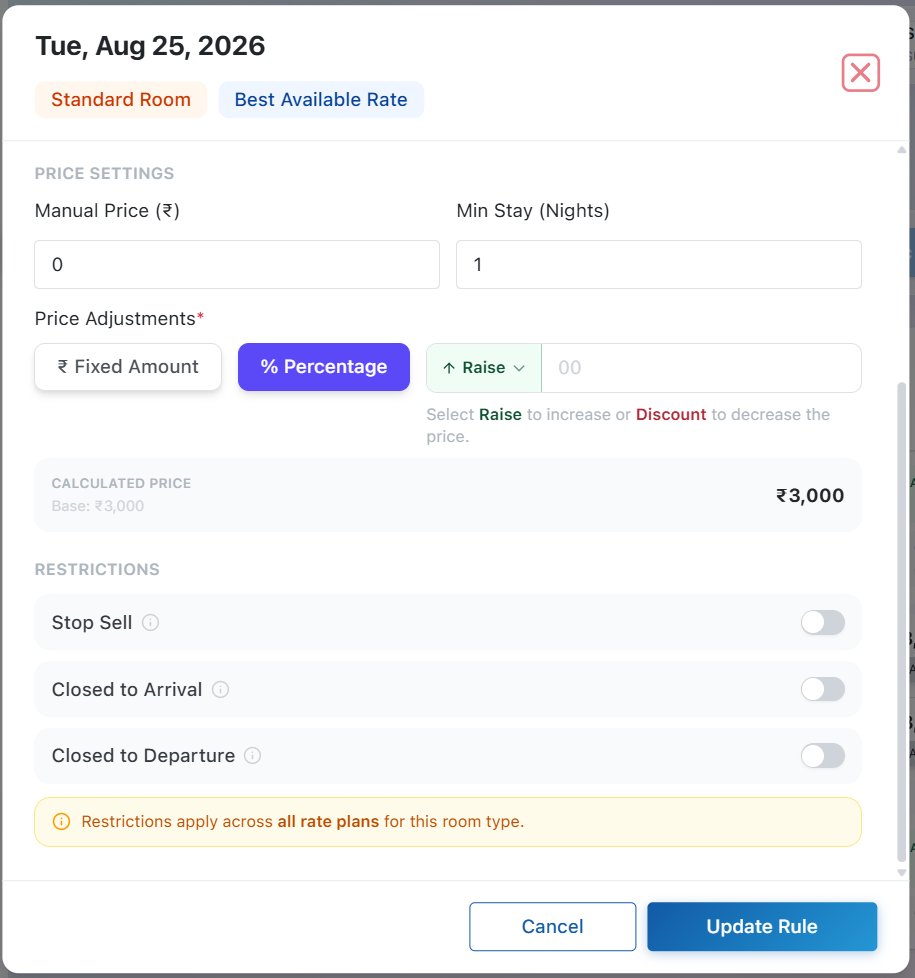 Rates & Availibality