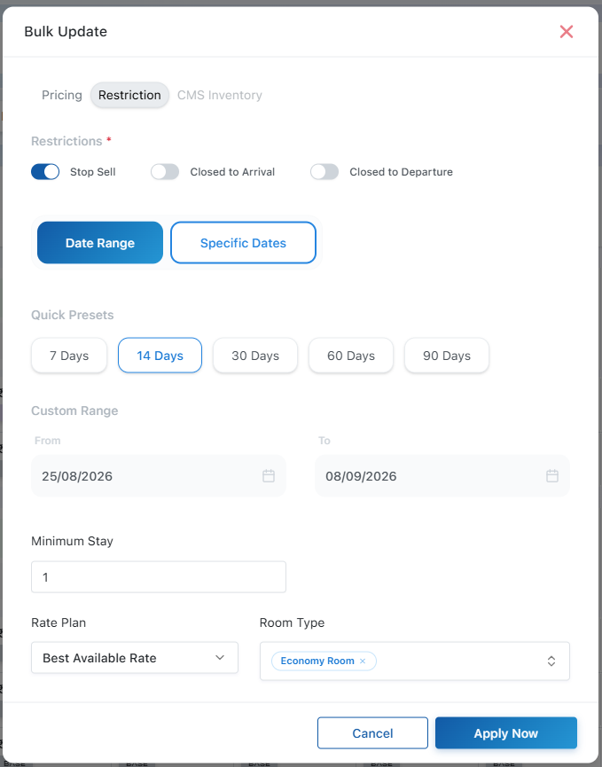 Rates & Availibality