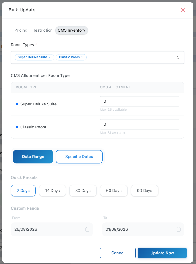 Rates & Availibality